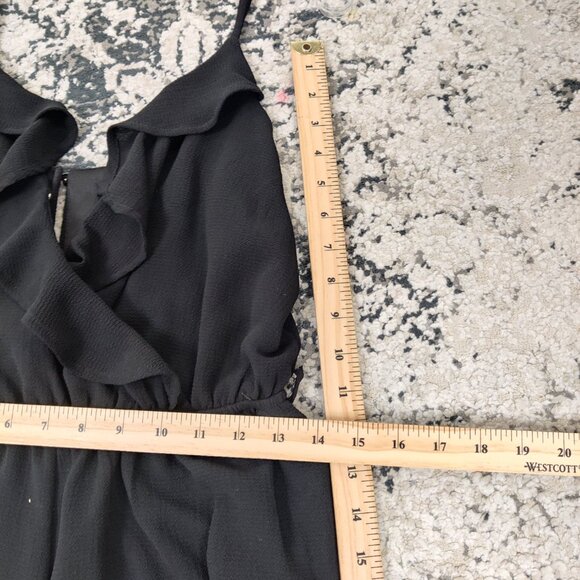 Revamped Women's Jumpsuit Size M Black Surplice Ruffles Summer Party Elegant - Picture 7 of 11